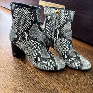 Tory Burch Snakeskin Pattern Ankle Boots - Black and Gray